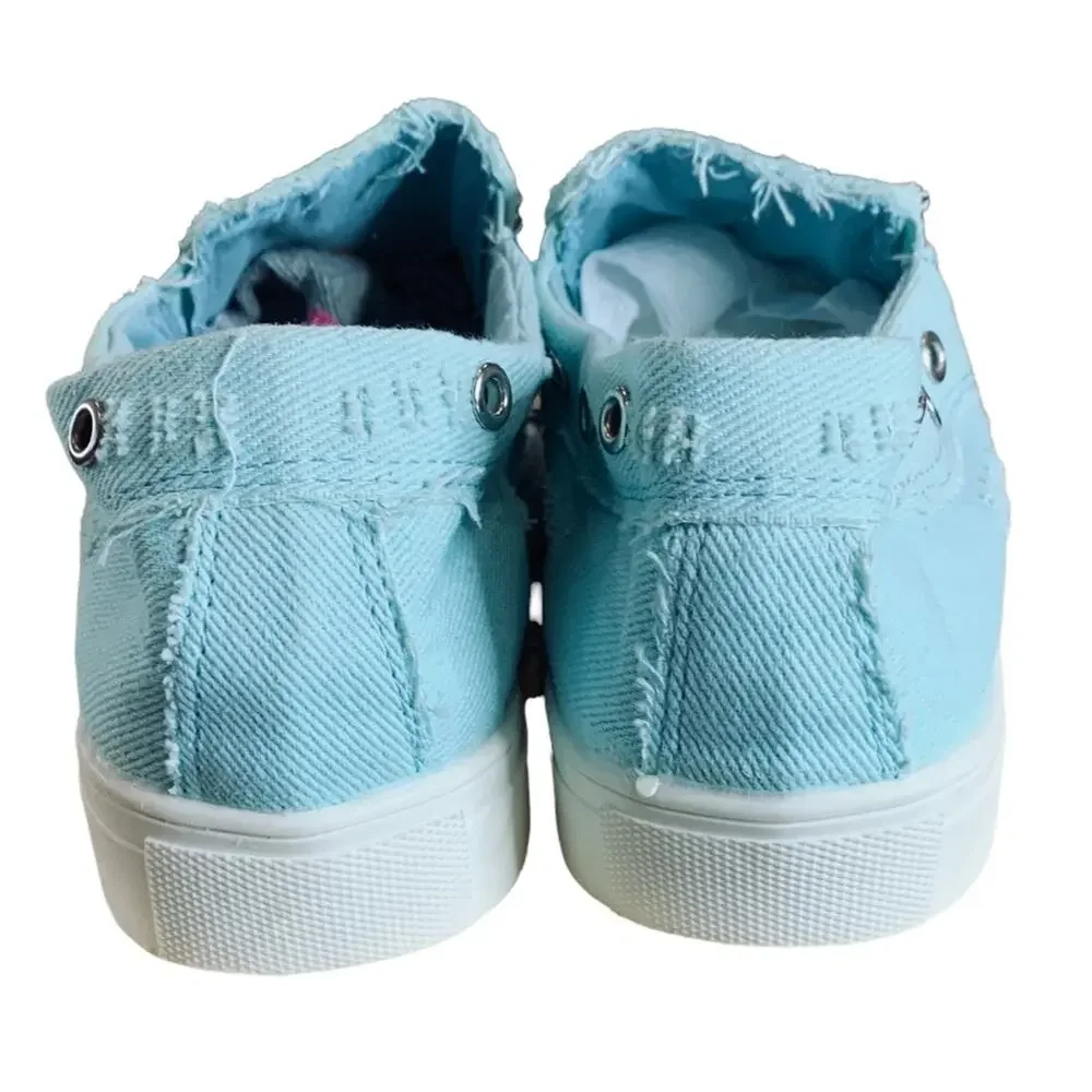 Light blue denim distressed slip on sneakers. Size 10 /40‎ - Picture 5 of 9